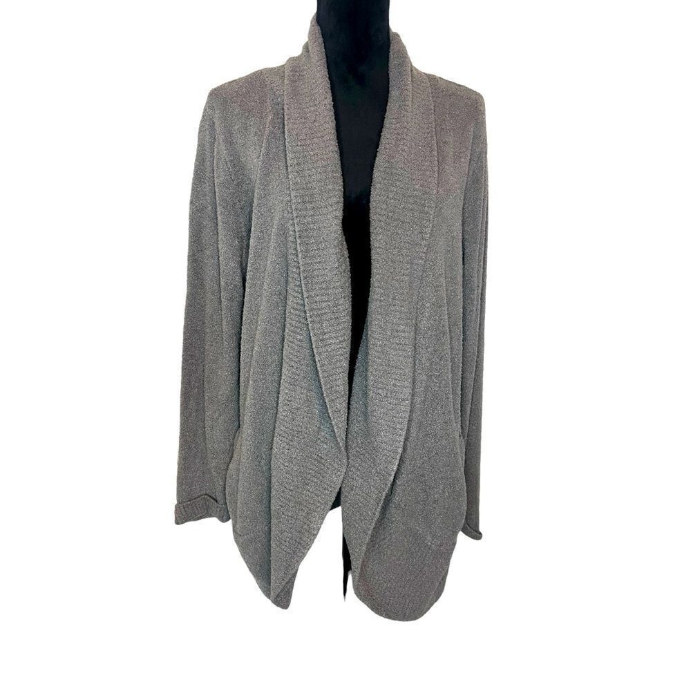 BAREFOOT DREAMS‎ COZYCHIC LITE CARDIGAN GRAY LONG SLEEVE PLUS SIZE 1X WOMENS